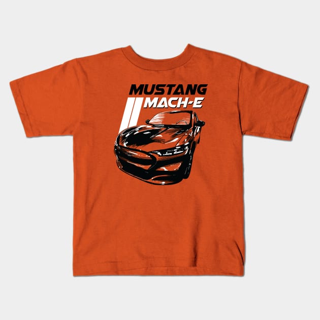Mustang Mach-E Art Kids T-Shirt by zealology